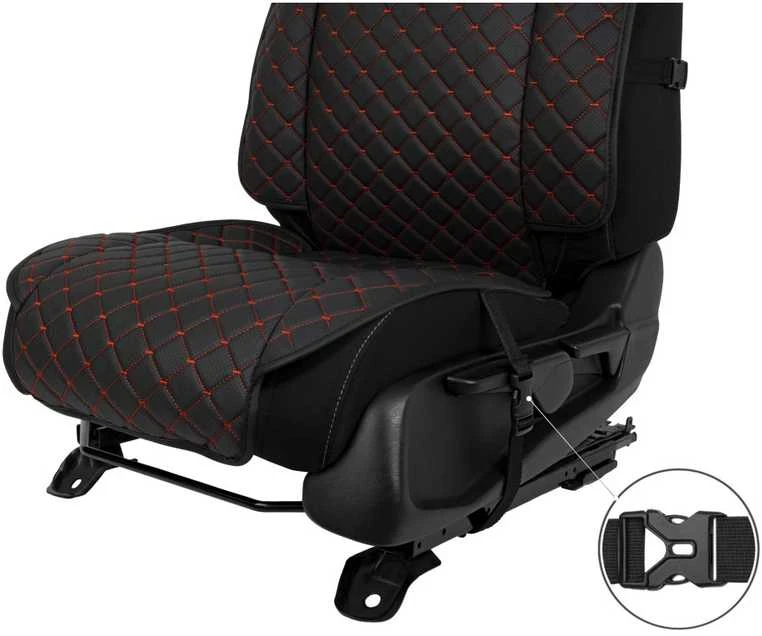 Sėdynės užvalkalų komplektas EVAtech ECO Max, 3 vnt. - juoda / juodi kraštai / raudonos siūlės