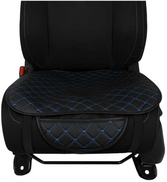 Sėdynės užvalkalų sėdimųjų dalių komplektas EVAtech ECO, 3 vnt. - juoda / juodi kraštai / mėlynos siūlės