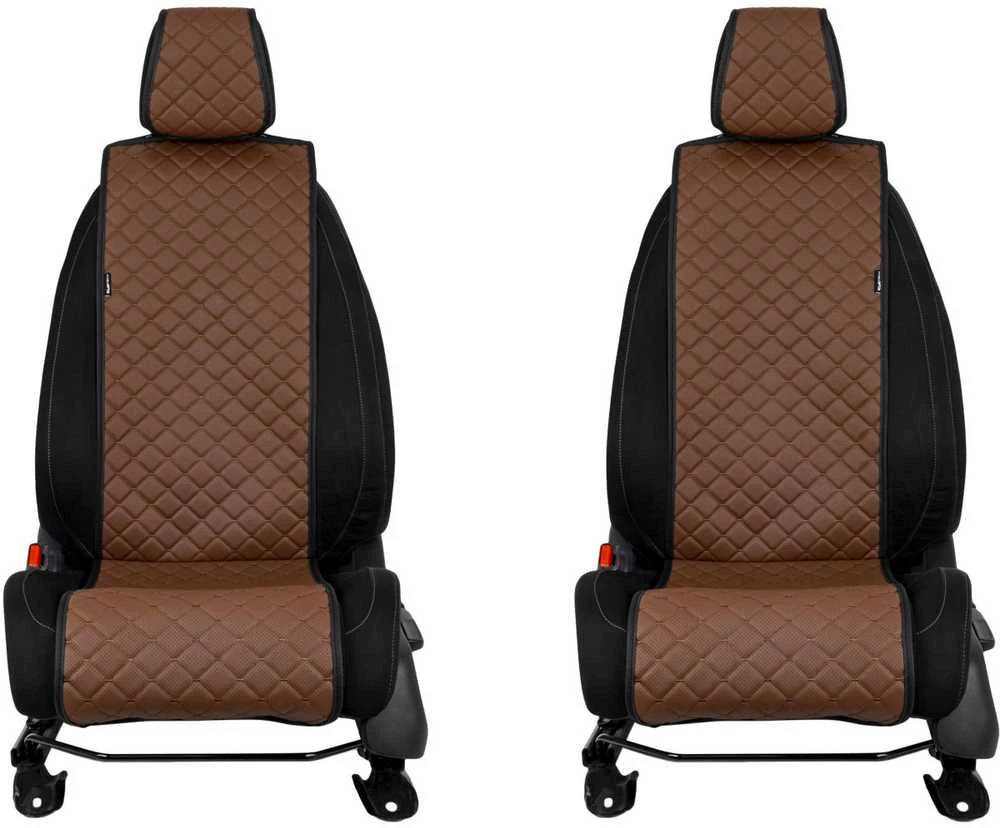 Sėdynių užvalkalai EVAtech ECO Basic, 2 vnt - ruda / juodi kraštai / rudos siūlės
