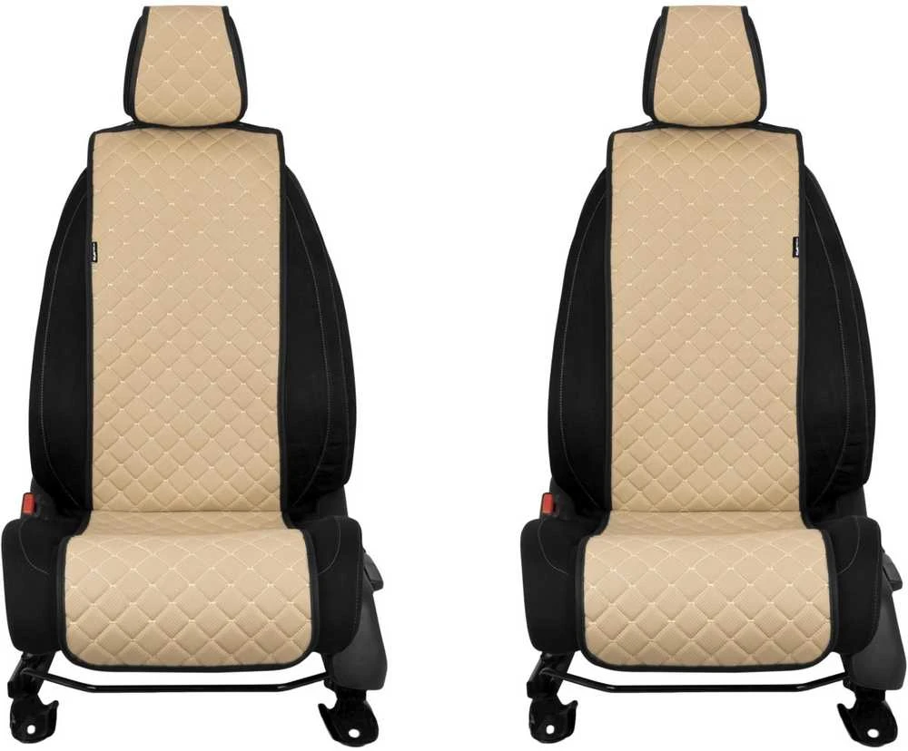Sėdynių užvalkalai EVAtech ECO Basic, 2 vnt. - smėlio / juodi kraštai / smėlio siūlės