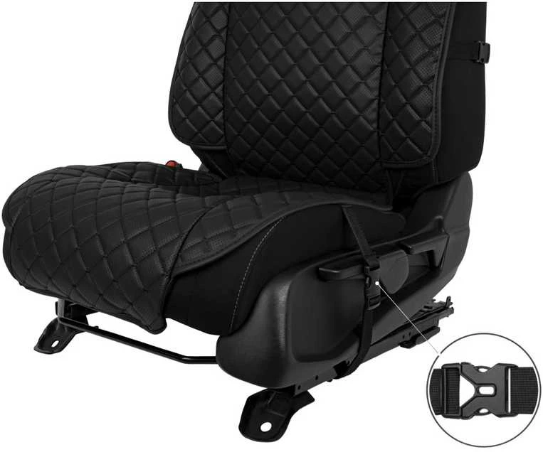 Sėdynių užvalkalai EVAtech ECO Max, 2 vnt. - juoda / juodi kraštai / juodos siūlės