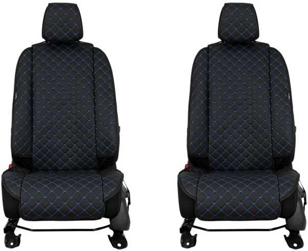 Sėdynių užvalkalai EVAtech ECO Max, 2 vnt. - juoda / juodi kraštai / mėlynos siūlės