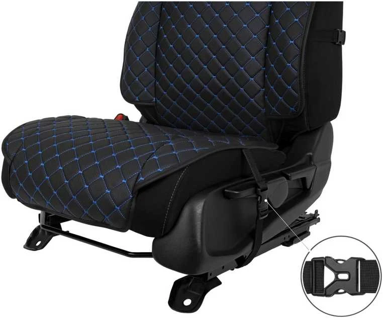 Sėdynių užvalkalai EVAtech ECO Max, 2 vnt. - juoda / juodi kraštai / mėlynos siūlės
