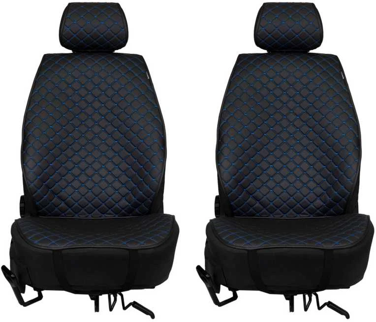 Sėdynių užvalkalai EVAtech ECO PRO, 2 vnt. - juoda / juodi kraštai / mėlynos siūlės