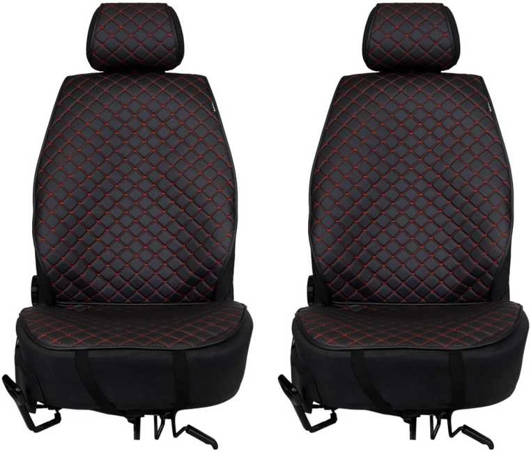 Sėdynių užvalkalai EVAtech ECO PRO, 2 vnt. - juoda / juodi kraštai / raudonos siūlės