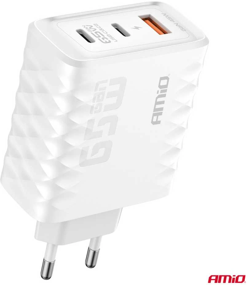 Sieninis įkroviklis 65W Quick Charge USB-A + 2x USB-C AMIO-04289