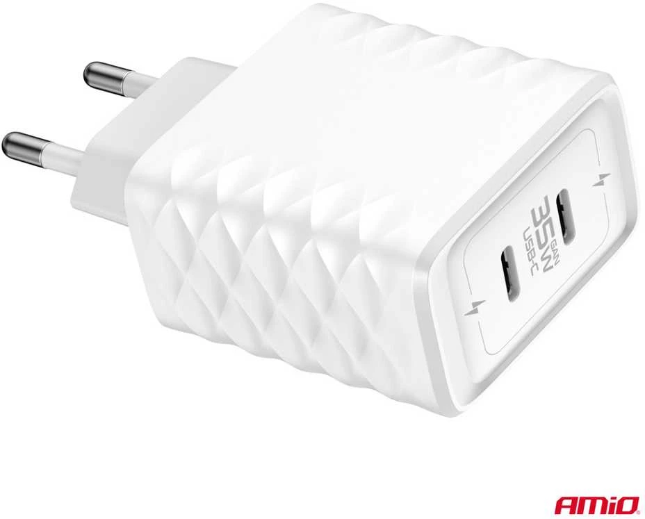 Sieninis įkroviklis Quick Charge 35W 2x USB-C AMIO-04288