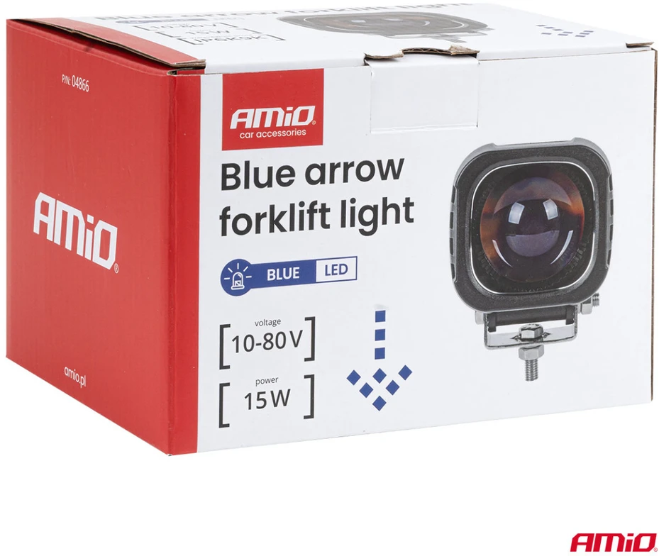 Signalinis žibintas šakiniams krautuvams, mėlyna rodyklė, 15W 10–80V IP6K9K AMIO-04866