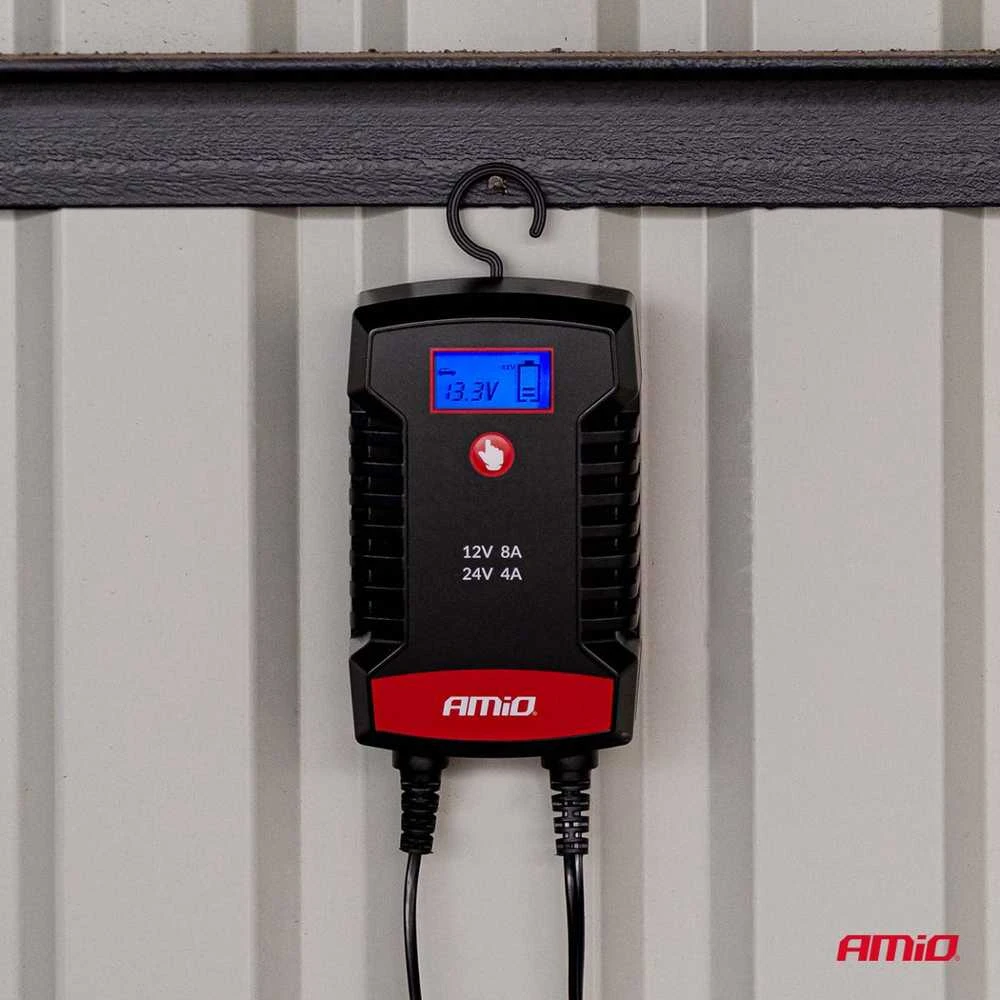 Skaitmeninis akumuliatoriaus įkroviklis AGM/GEL/LiFePO4 6A 6/12V PRO HOOK AMIO-04532