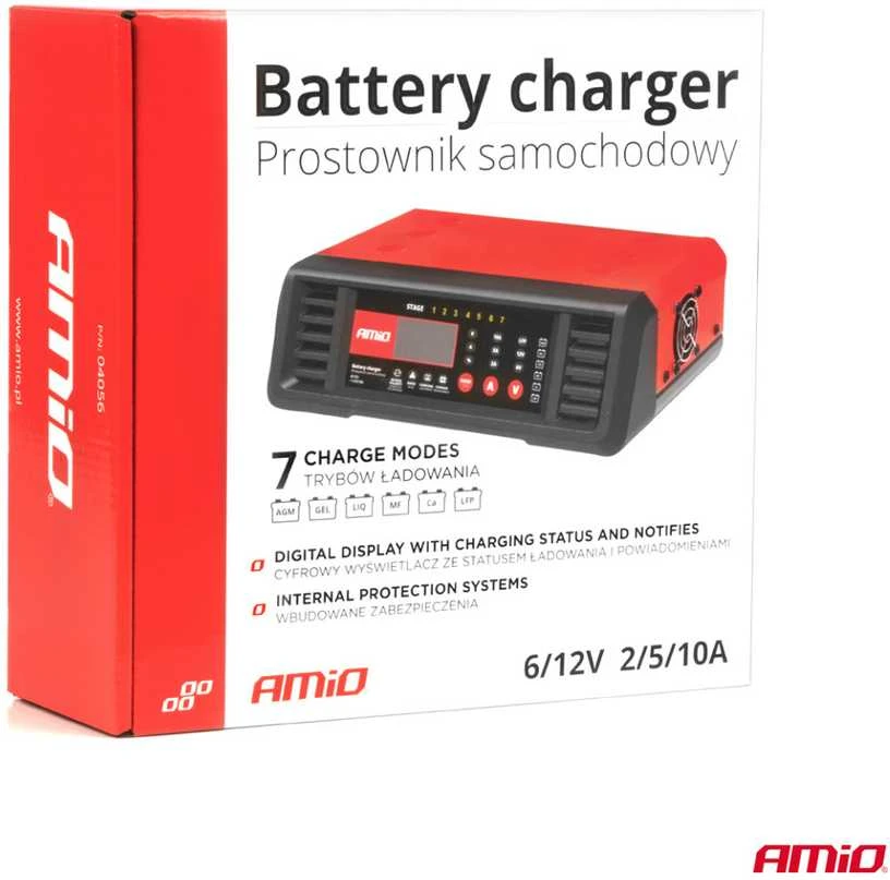Skaitmeninis akumuliatoriaus įkroviklis 10A 6V/12V AMIO-04056