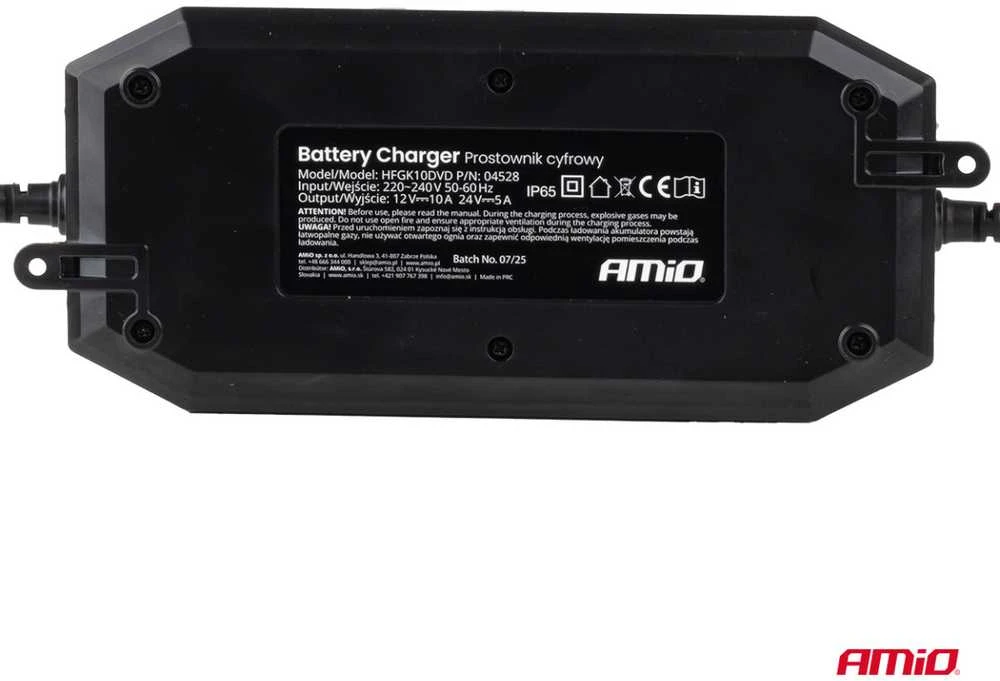Skaitmeninis akumuliatoriaus įkroviklis AGM/GEL/STD/LiFePO4 10A 12/24V PRO AMIO-04528
