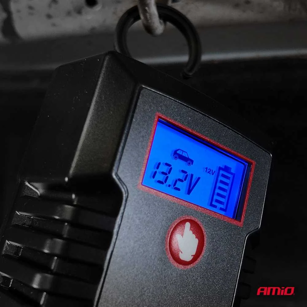 Skaitmeninis akumuliatoriaus įkroviklis AGM/GEL/LiFePO4 8A 12/24V PRO HOOK AMIO-04533