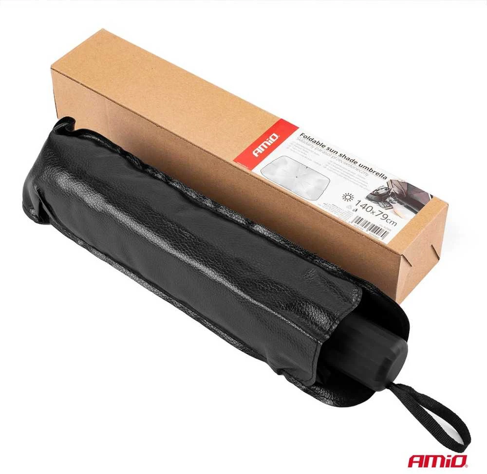 Sulankstoma priekinio stiklo saulės apsauga – skėtis 140x79 cm AMIO-02906