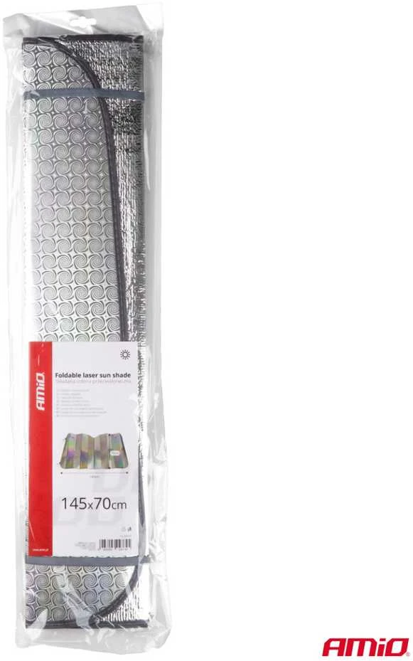 Sulankstoma saulės uždanga automobiliui 145x70 cm AMIO-04374