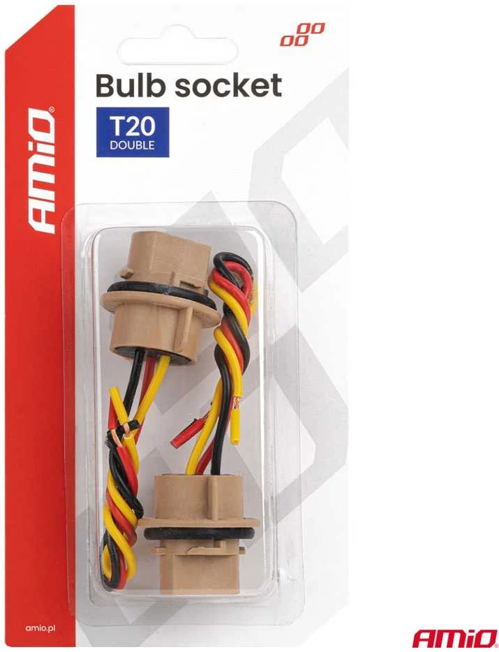 T20 LED lemputės lizdas 12V W21/5W, WY21/5W, W3x16q, 7443, 2 vnt. AMIO-04834