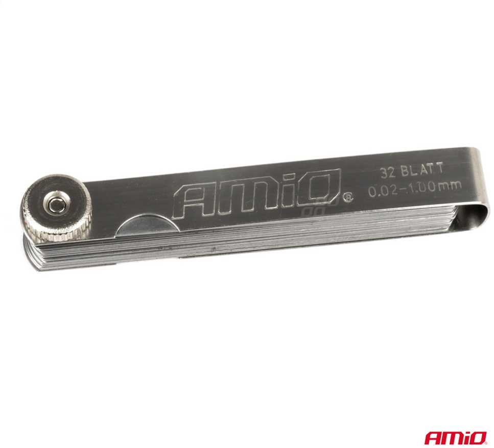 Tarpų matuoklis 0,02–1 mm, 32 lapeliai, 89 mm, AMIO-03287