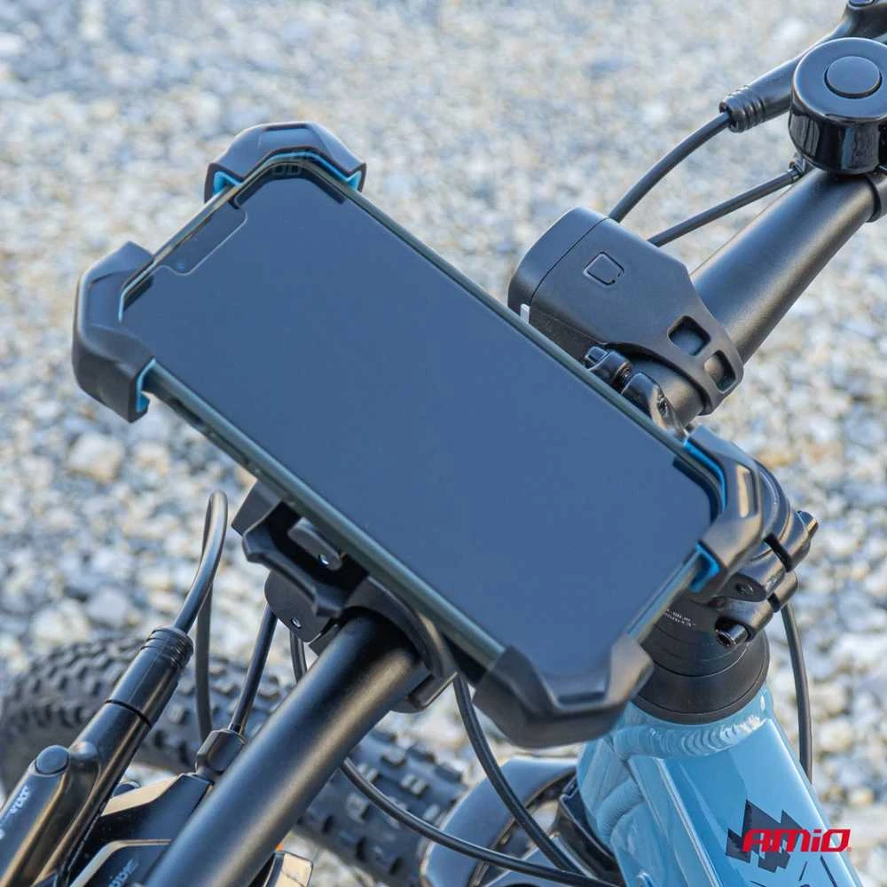 Telefono laikiklis dviračiui/motociklui/paspirtukui, pasukamas 360° AMIO-04146