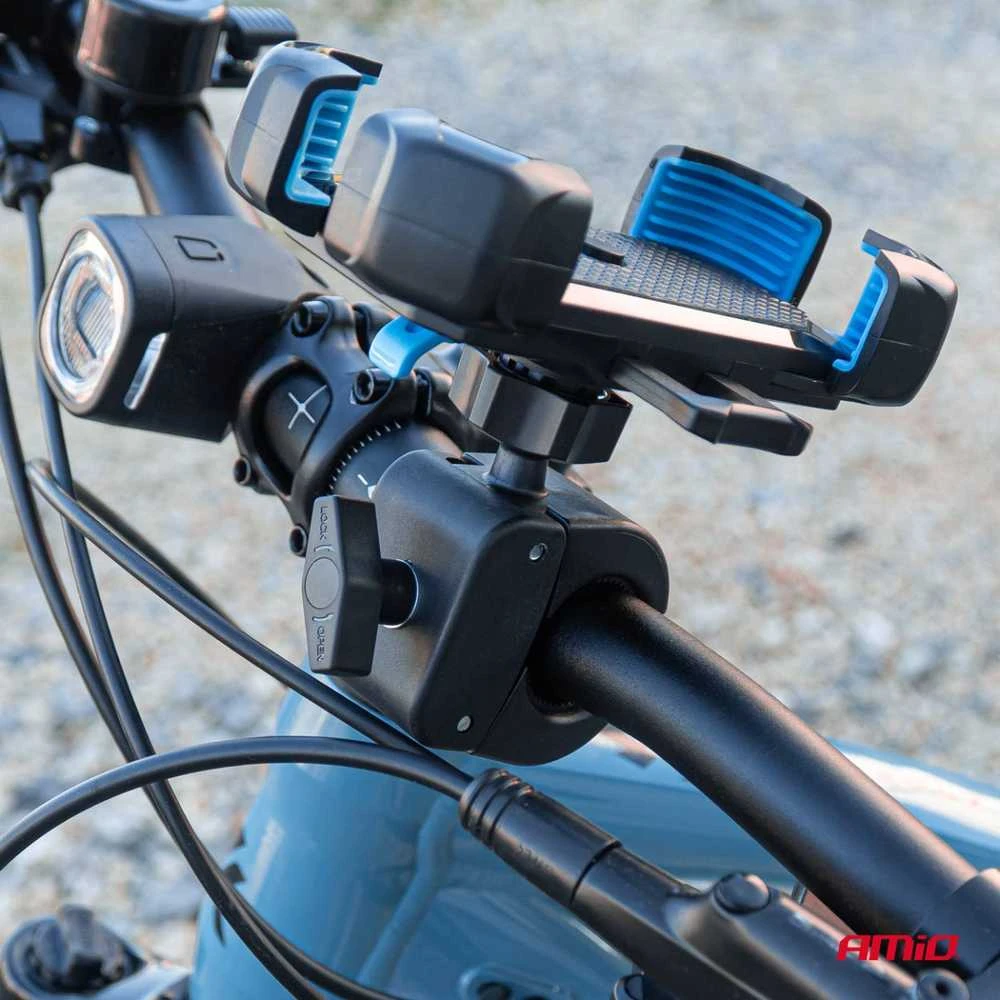 Telefono laikiklis dviračiui/motociklui/paspirtukui, pasukamas 360° AMIO-04146