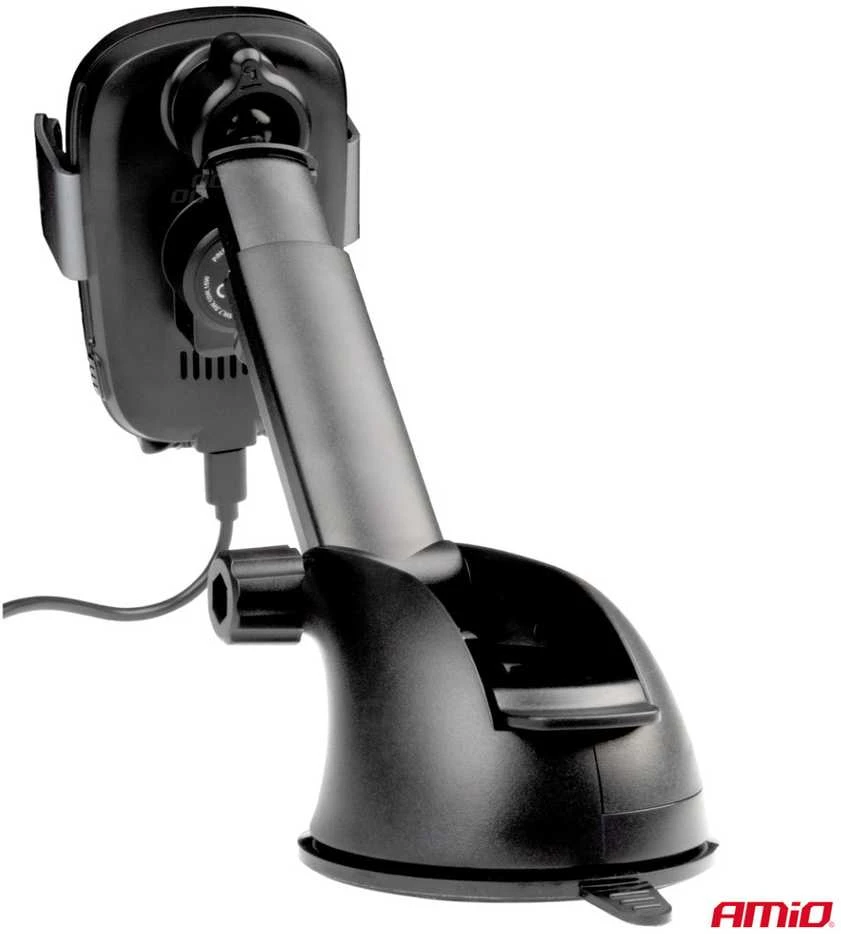 Telefono laikiklis su siurbtuku ir belaidžiu įkrovikliu 15W AMIO-03779