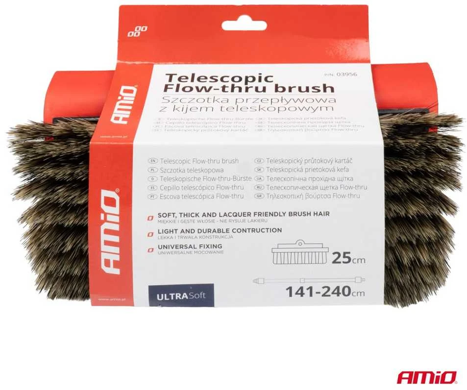 Teleskopinis šepetys su vandens jungtimi 141-240cm AMIO-03956