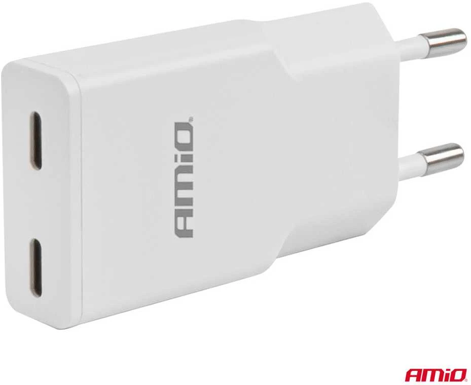 Tinklo įkroviklis 230V 30W GaN 2x USB-C AMIO-04839