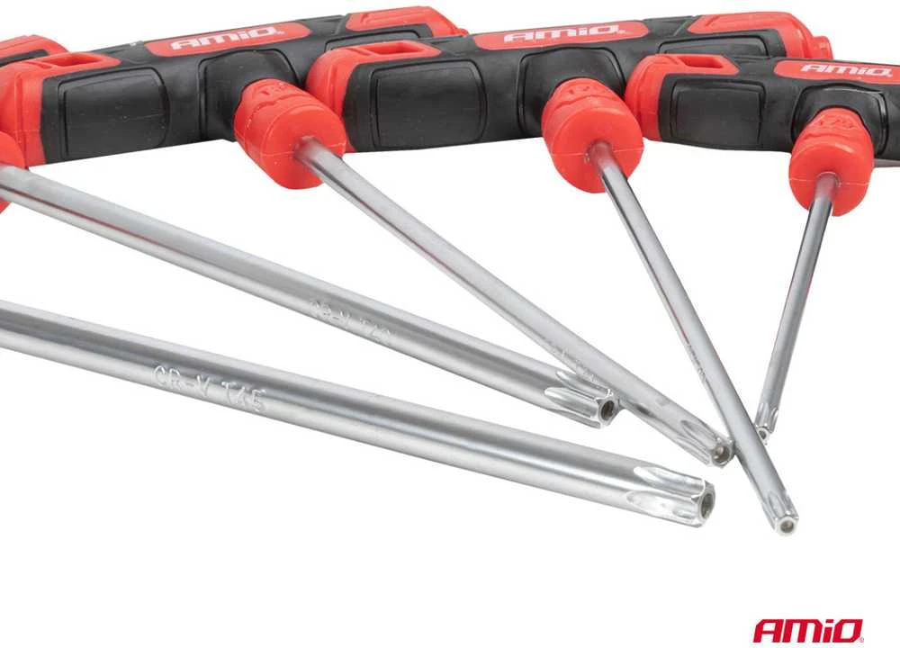 Torx raktų rinkinys su T formos rankena, 8 vnt. AMIO-04827