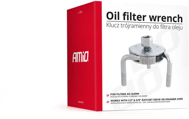 Trijų kojų alyvos filtro raktas OILW-D, AMIO-02509
