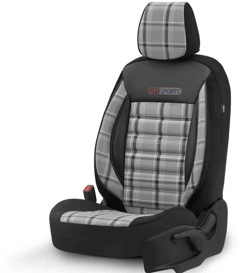 GTI Sports automobilio sėdynės užvalkalas pilku languotu raštu