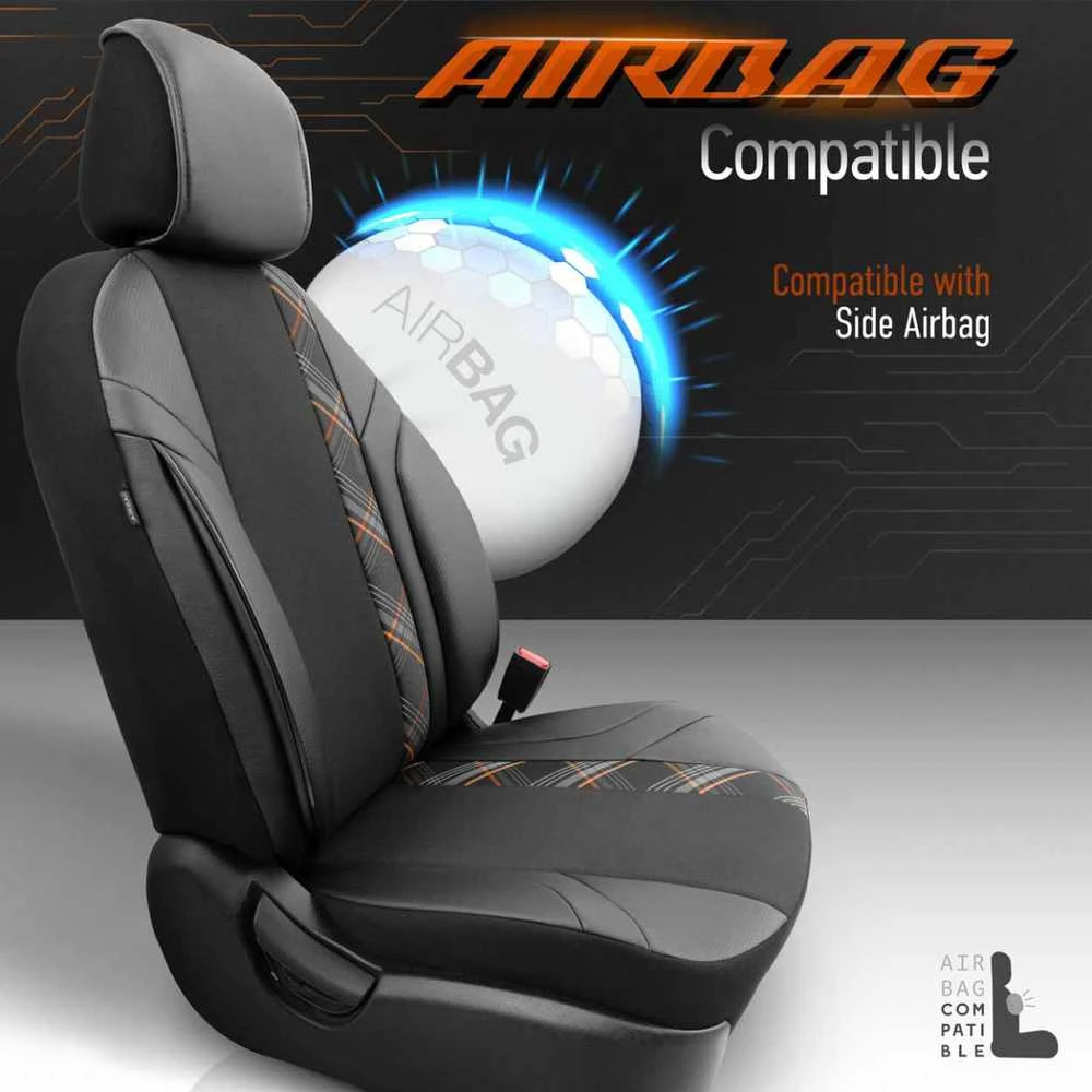 Amio Universalūs sėdynių užvalkalai OTOM, HORIZON - juoda / oranžinė