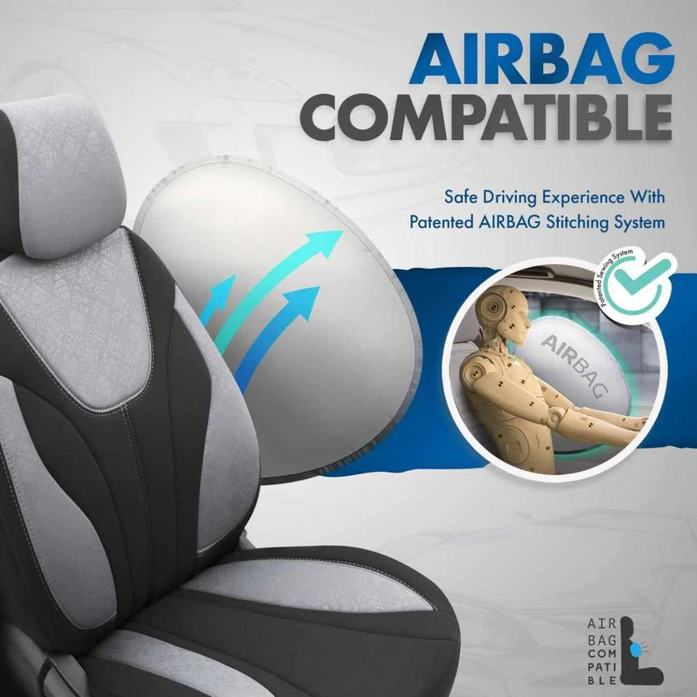 Amio sėdynių užvalkalai, airbag suderinamumo schema