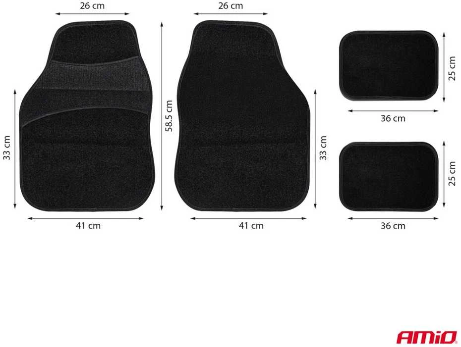 Universalūs tekstiliniai (veliūriniai) kilimėliai TCM-02, 59x42 cm / 27x36 cm AMIO-04696