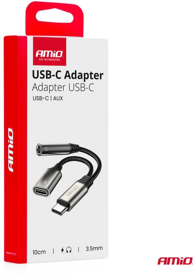 USB-C į USB-C + 3,5 mm Mini Jack (mot.) adapteris 10 cm AMIO-04295