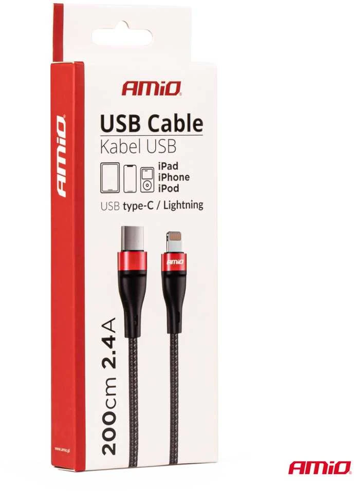 USB-C + Lightning kabelis iPhone 200 cm FullLINK AMIO-02931