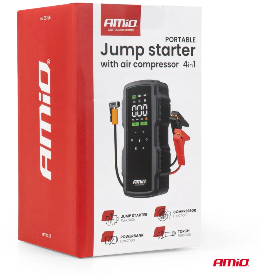 Projektorius Paleidimo įrenginys jump starter booster 4in1 12V 17Ah 900A amio-05126