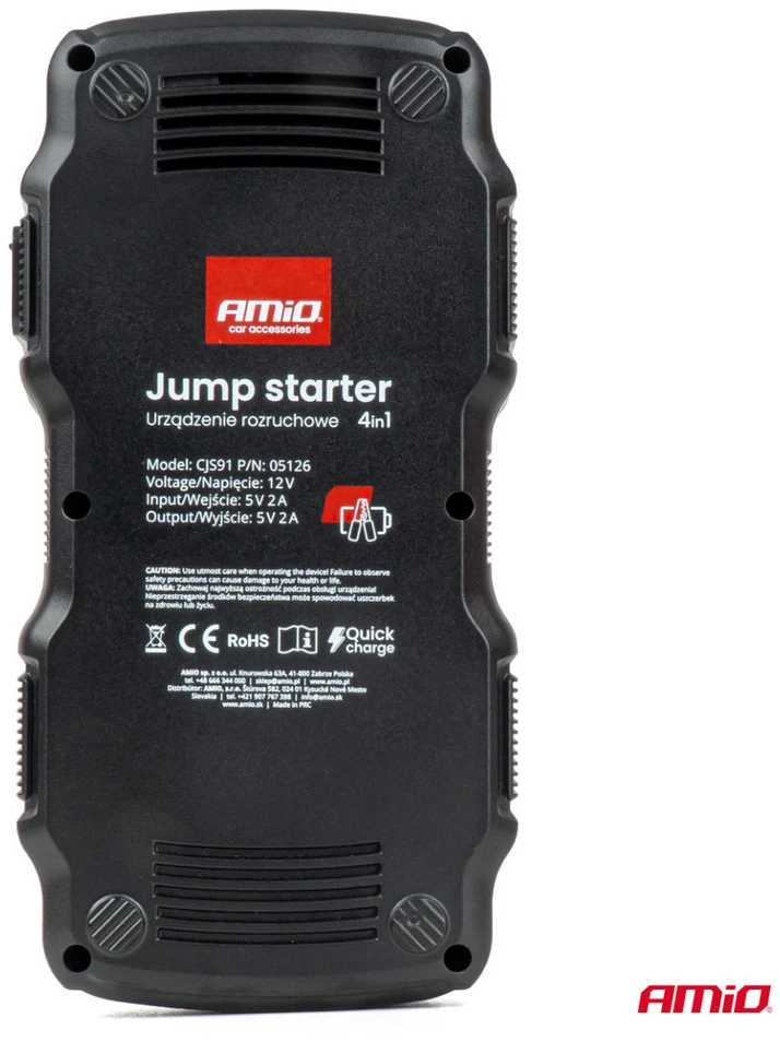 Projektorius Paleidimo įrenginys jump starter booster 4in1 12V 17Ah 900A amio-05126