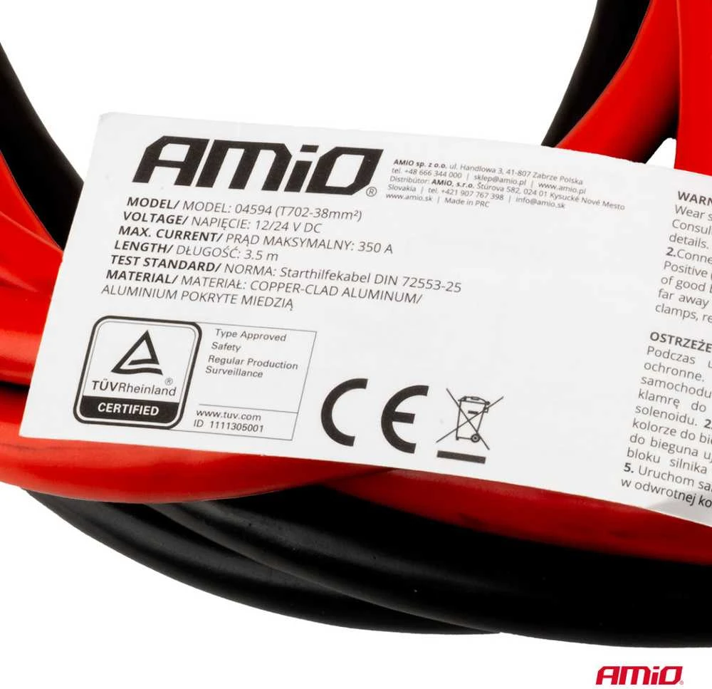 Užvedimo laidai 350A 3.5m TÜV AMIO-04594
