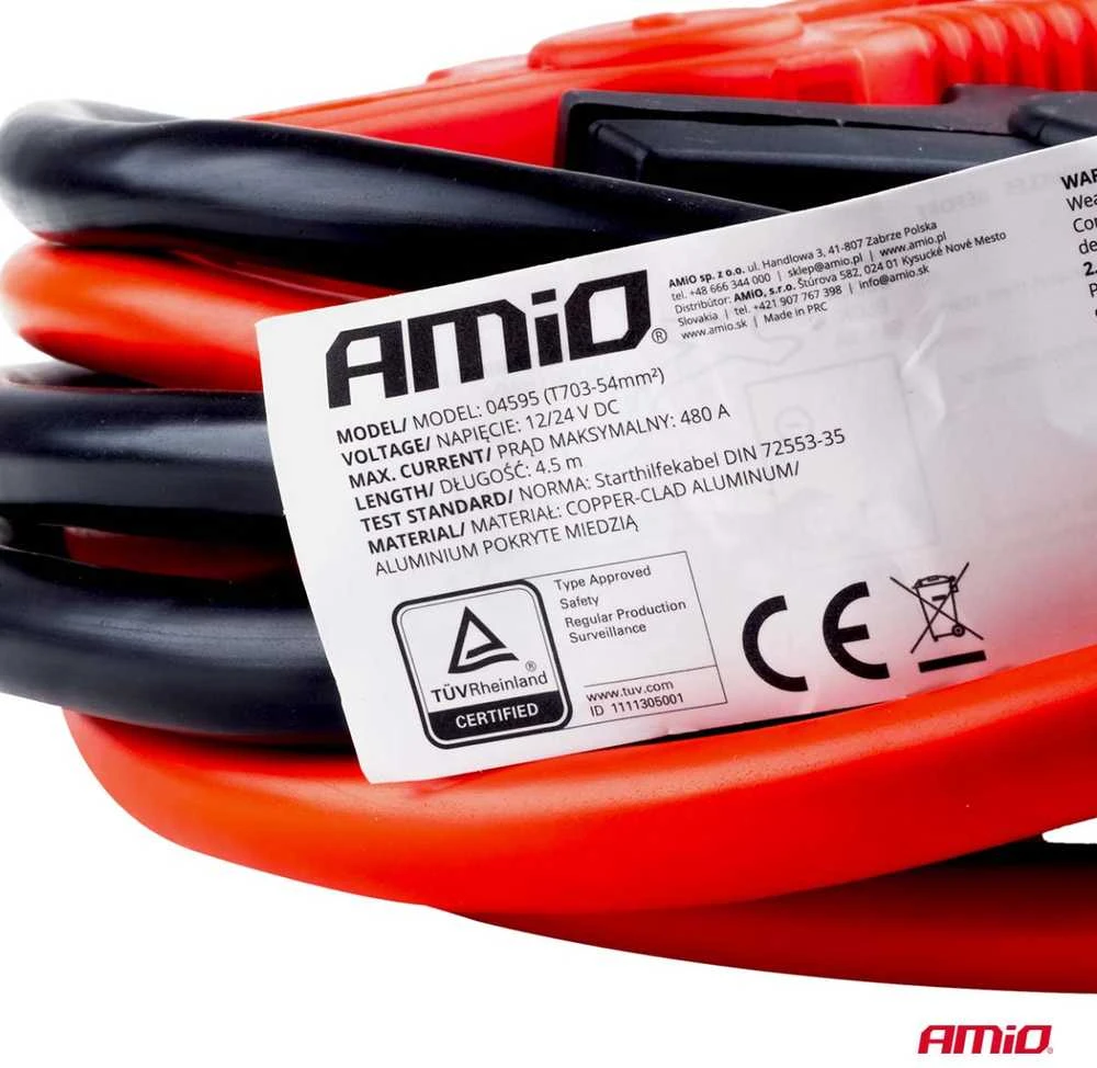 Užvedimo laidai 480A 4,5 m TÜV AMIO-04595