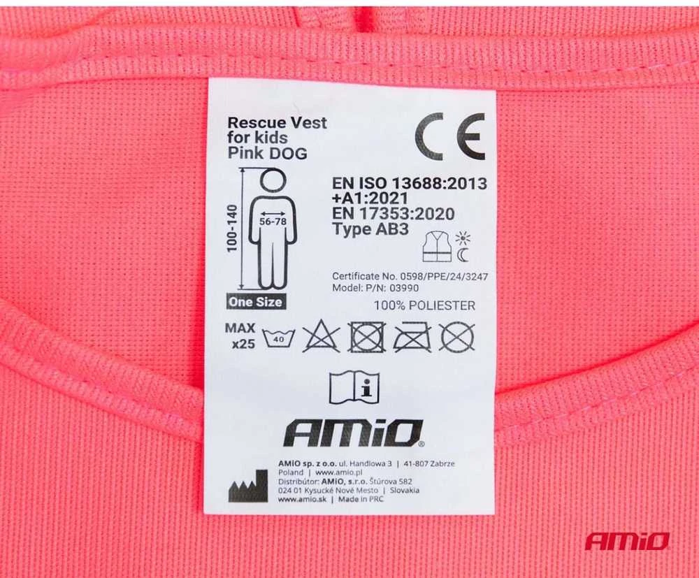 Vaikiška atšvaitinė liemenė DOG, rožinė AMIO-03990
