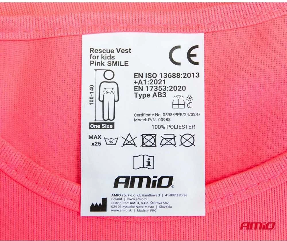 Vaikiška atšvaitinė liemenė SMILE, rožinė AMIO-03988