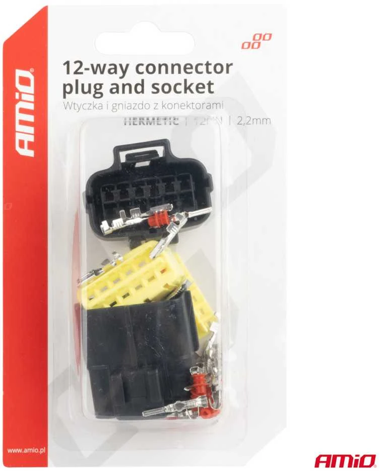 Vandeniui atspari 12 kontaktų elektros jungtis, 2,2 mm AMIO-04352