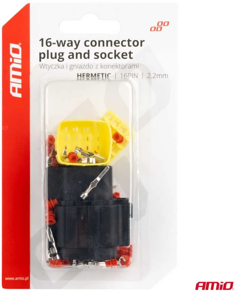Vandeniui atspari 16 kontaktų elektros jungtis, 2,2 mm AMIO-04353