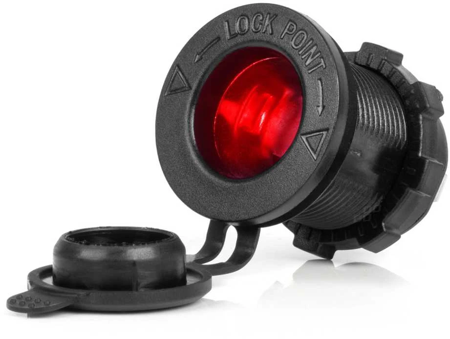 Vandeniui atsparus automobilio cigarečių degiklio maitinimo lizdas su raudonu LED apšvietimu,12/24V AMIO-04219