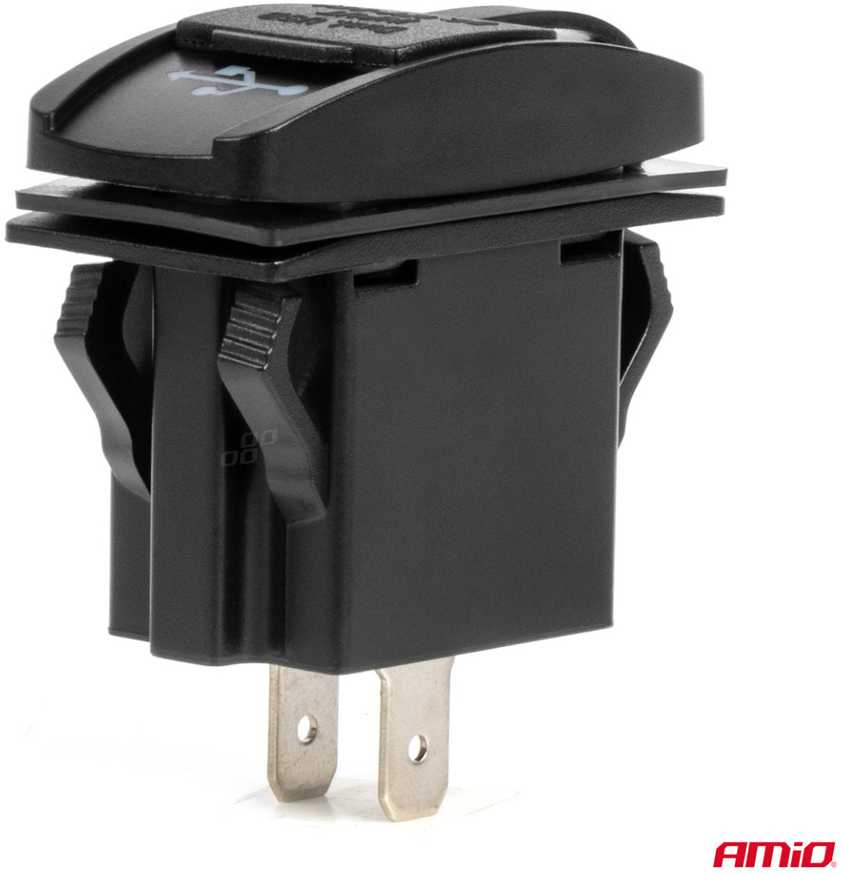 Vandeniui atsparus telefono įkroviklis su raudonu LED apšvietimu, 2xUSB 12/24V AMIO-04228