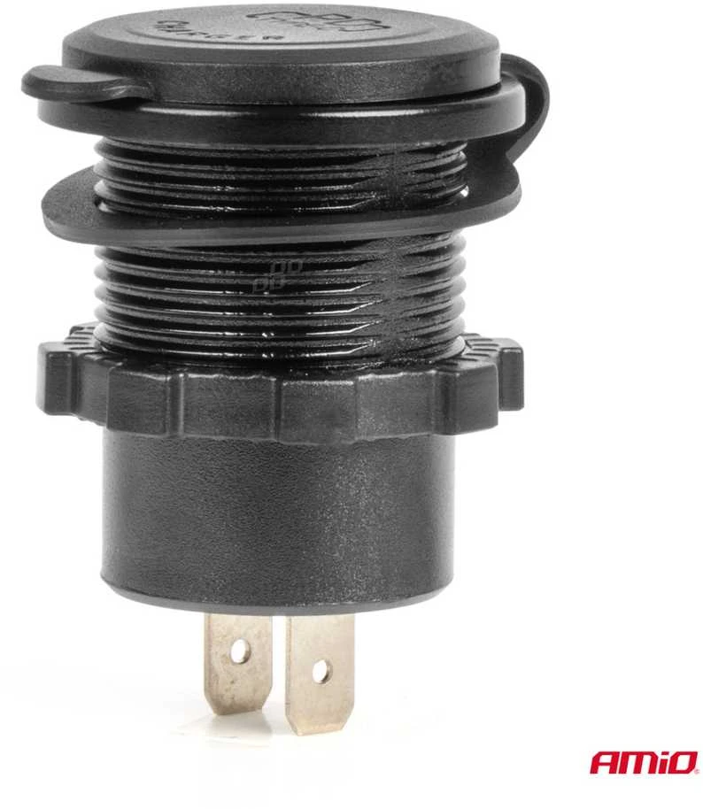 Vandeniui atsparus telefono įkroviklis su raudonu LED apšvietimu, 2xUSB QC3.0 12/24V AMIO-04221