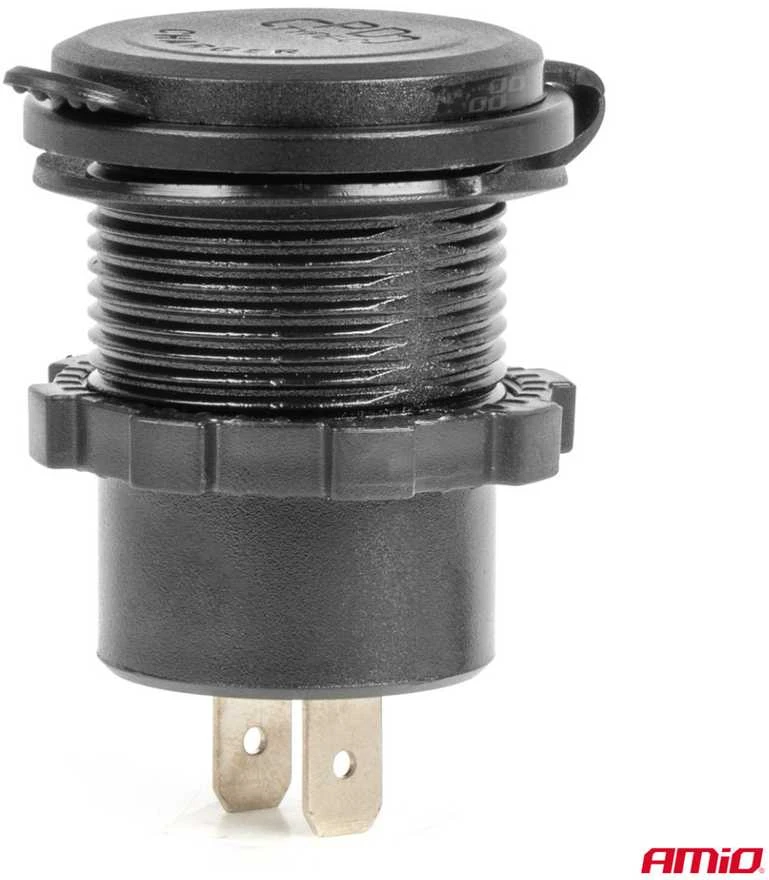Vandeniui atsparus telefono įkroviklis su raudonu LED apšvietimu, USB + 2xUSB C QC3.0 12/24V AMIO-04227