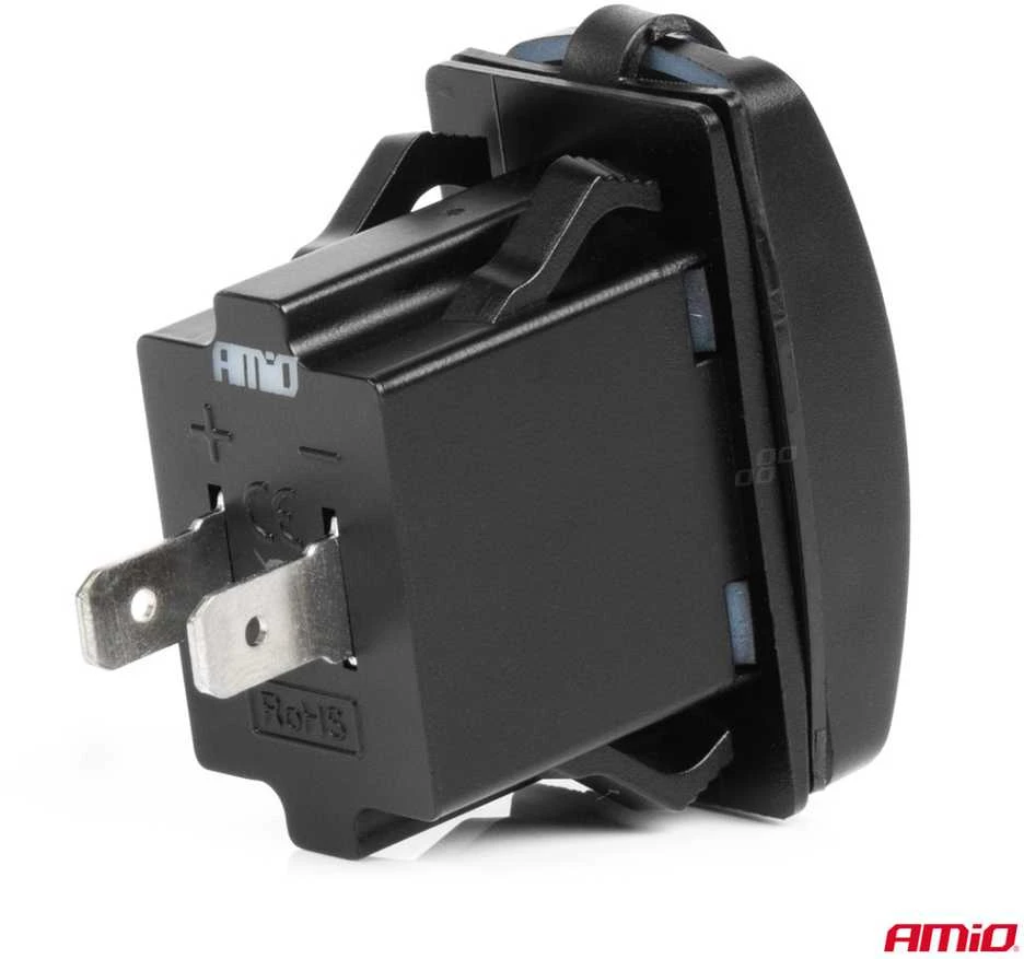 Vandeniui atsparus telefono įkroviklis su raudonu LED apšvietimu, USB + USB C QC3.0 12/24V AMIO-04229
