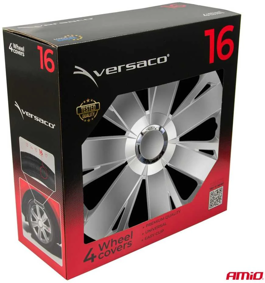 Versaco Ratų gaubtai 4 vnt. Energy, sidabriniai 16"