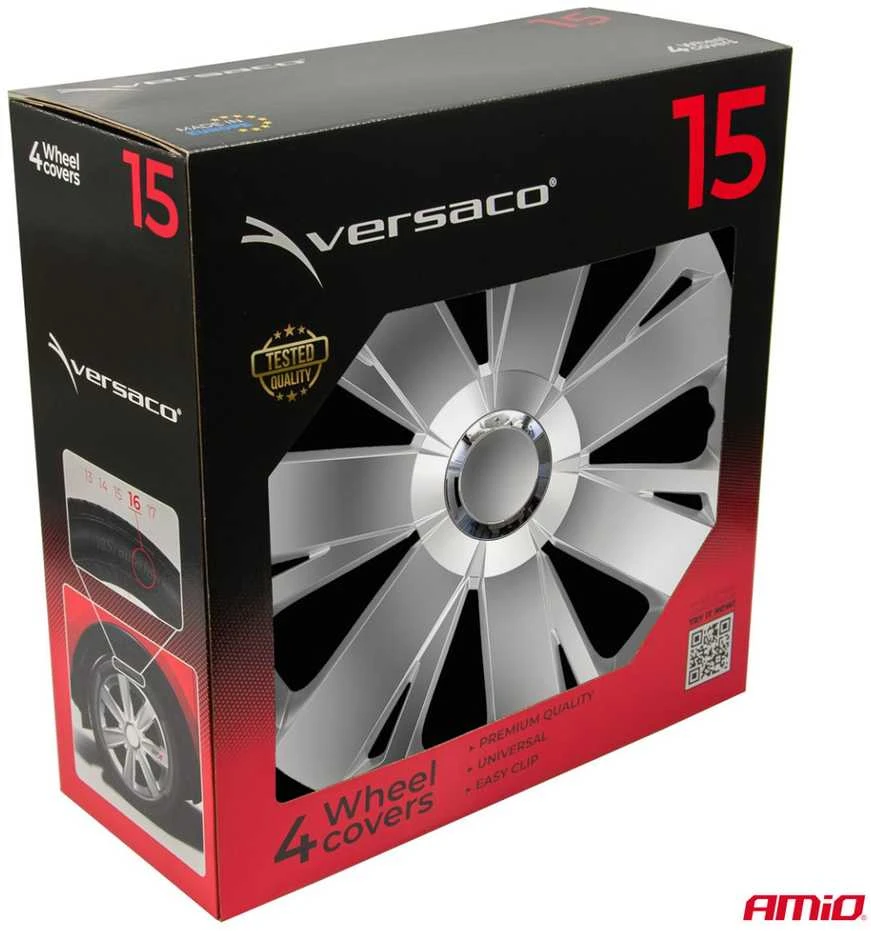 Versaco Ratų gaubtai 4 vnt. Energy, sidabriniai 15"