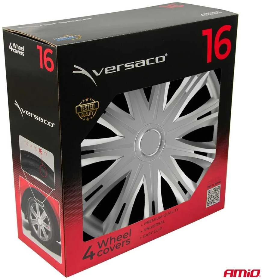 Versaco Ratų gaubtai 4 vnt. Spark, sidabriniai 16"
