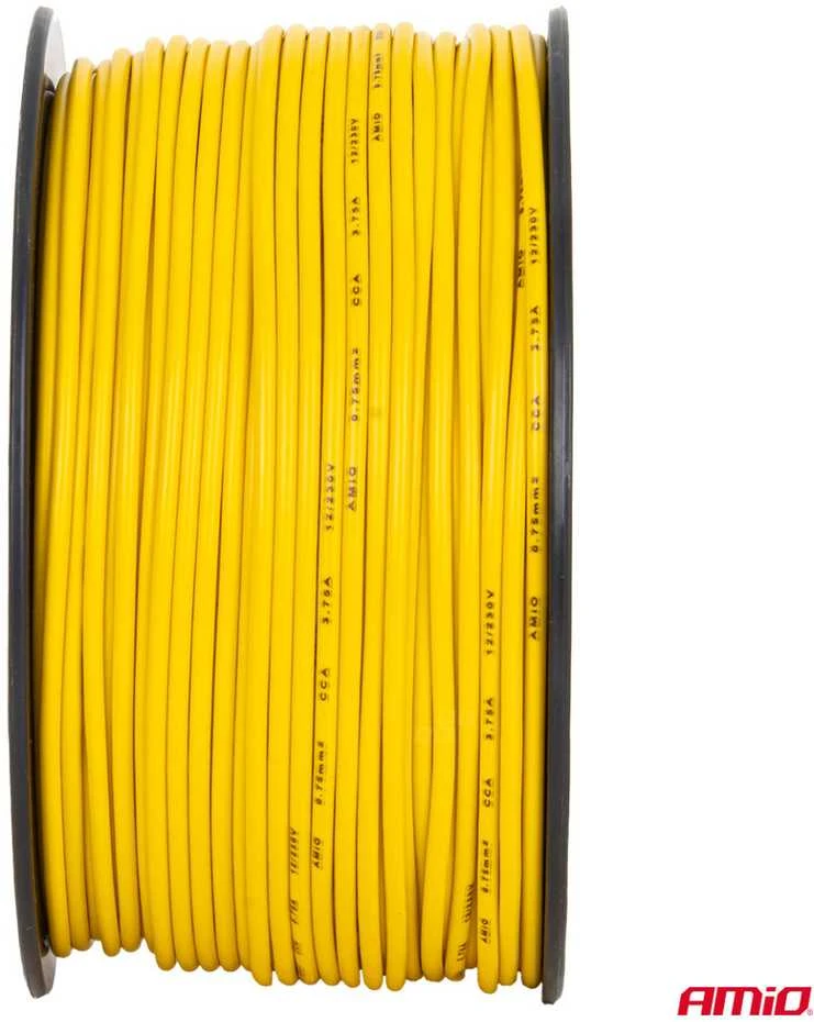 Viengyslis CCA kabelis, geltonas, 1x0.75mm² 100m 3.75A 12/230V AMIO-04447